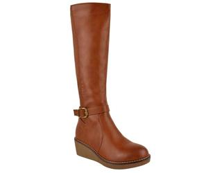 Fashion Thirsty Womens Knee High Wedge Heel Boots Winter Elastic Stretchy Walking Riding Wide Wider Calf Boot Shoes