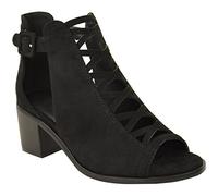 Fashion Thirsty Womens Ladies Low Mid Block Heel Ankle Boots Comfort Smart Office Formal Work Party Occasion Heeled Open Toe Lace Up Cut Out Shoes