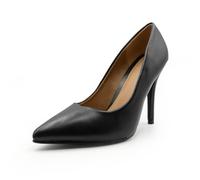 Fashion Thirsty Womens Ladies Low MID HIGH Heel Pointed Toe Pumps Smart Office Work Court Shoes Size Black Faux Leather