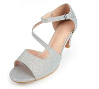 Fashion Thirsty Womens Low Heel Glitter Ladies Prom Bridal Wedding Shoes Evening Party Occasion Heeled Open Toe Strappy Comfort Dress Sandals