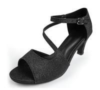 Fashion Thirsty Womens Low Heel Glitter Ladies Prom Bridal Wedding Shoes Evening Party Occasion Heeled Open Toe Strappy Comfort Dress Sandals