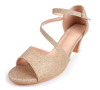 Fashion Thirsty Womens Low Heel Glitter Ladies Prom Bridal Wedding Shoes Evening Party Occasion Heeled Open Toe Strappy Comfort Dress Sandals