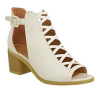 Fashion Thirsty Womens Low Mid Block Wedge Heel Ankle Strap Boots Ladies Cut Out Strappy Lace Up Comfy Office Formal Work Party Occasion Heeled Open Toe Shoes