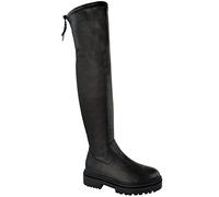 Fashion Thirsty Womens Over The Knee Stretchy Boots Ladies Low Flatform Heel Lace Up Tied Outdoors Comfort Boot Grip Sole Casual Walking Rain Shoes Warm Winter Snow Gusset Riding Boots