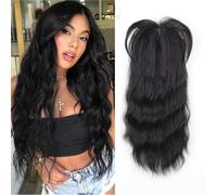 Fashion Top Of The Head Hair Piece Chemical Fiber Wig Eight Bangs Big Wave Curly Hair Piece(Black)