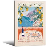 Fashion Travel Landscape Canvas Wall Art Italian Pasta 16X24 inch Framed Wine Food Posters Colorful Retro Nature Quote Painting Prints Dining Room Kitchen Wall Decor