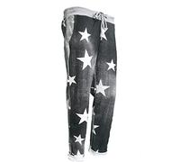 Fashion Trends Women’s Ladies Denim Joggers Star Printed Sweatpants Floral Ribbed Waistband Trousers Ladies Casual Summer Drawstring Italian Gym Running Pants UK Fit 10-20 (Charcoal Star, 10-14)