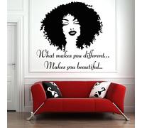 Fashion Tribal African Woman Decal Quote Beautiful Afro Girl Art Home Decor Wall Sticker Interior Decoration Mural 60x57cm
