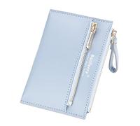 Fashion Trifold Small Wallet PU Leather Women Wallet Purse Card Wallet Stick Wallet Phone White Leather (Blue, One Size)
