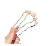 Fashion U-shaped Hair Pin With Rhinestone And Faux Pearls, Zinc Alloy Hair Comb For Parties, Holiday And Daily Use For Girls(Gold)