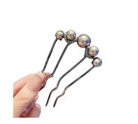 Fashion U-shaped Hair Pin With Rhinestone And Faux Pearls, Zinc Alloy Hair Comb For Parties, Holiday And Daily Use For Girls(Black)