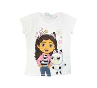 Fashion UK Gabby's Doll House T-Shirt. Cats T-Shirt for Girls in Cotton. White Jersey (3 Years)