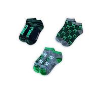 Fashion UK Minecraft Creeper Monster Socks Official Short Socks for Kids in Pack of 3 Cotton and Polyester
