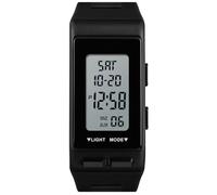 Fashion Unisex Big Numbers Rectangle Face Outdoor Sport Wrist Watch Mens Ladies Waterproof Day Date Aralm Stopwatch Digital Watch, Black, 27 mm, Sports