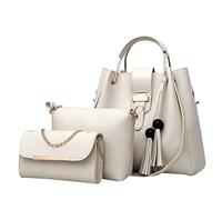 Fashion Upgrade 3pcs Set Crossbody Bag Handbags Wallet Bag Shoulder Bag Top Handle Satchel Handbag Organizers for Closets (White, One Size)