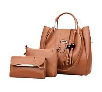 Fashion Upgrade 3pcs Set Crossbody Bag Handbags Wallet Bag Shoulder Bag Top Handle Satchel Handbags for Women (Brown, One Size)