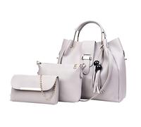 Fashion Upgrade 3pcs Set Crossbody Bag Handbags Wallet Bag Shoulder Bag Top Handle Satchel Women's Handbag Hangers (Grey, One Size)