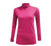 Fashion Valley Womens Plain Long Sleeve Turtle Polo Neck Top Ladies Roll Neck Top Jumper Cerise-S/M