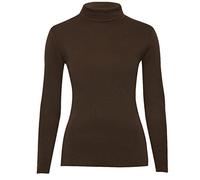 Fashion Valley Womens Plain Long Sleeve Turtle Polo Neck Top Ladies Roll Neck Top Jumper D/Brown-XXL