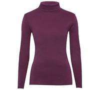 Fashion Valley Womens Plain Long Sleeve Turtle Polo Neck Top Ladies Roll Neck Top Jumper Purple-M/L