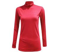 Fashion Valley Womens Plain Long Sleeve Turtle Polo Neck Top Ladies Roll Neck Top Jumper Red-XXL