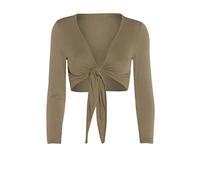 Fashion Valley Womens Tie Knot Shrug Short Ladies Crop Cardigan Wrap Bolero Top Plus Size 8-22 UK L/XL 16-18 Mocha