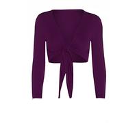 Fashion Valley Womens Tie Knot Shrug Short Ladies Crop Cardigan Wrap Bolero Top Plus Size 8-22 UK S/M 8-10 Purple