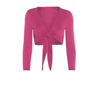 Fashion Valley Womens Tie Knot Shrug Short Ladies Crop Cardigan Wrap Bolero Top Plus Size 8-22 UK S/M 8-10 Cerise