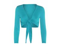 Fashion Valley Womens Tie Knot Shrug Short Ladies Crop Cardigan Wrap Bolero Top Plus Size 8-22 UK XL/XXL 20-22 Turquoise