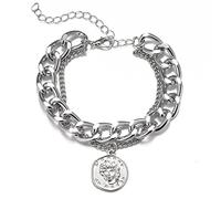 Fashion Vintage Portrait Coin Tag Double Layer Bracelet For Men Women Link Chain On the Hand Punk Jewelry Gifts Clever treatment