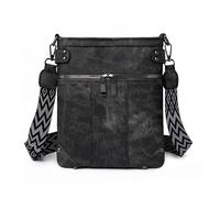 Fashion Vintage Soft PU Leather Crossbody Phone Bags for Women Leisure Shoulder Bag Small Handbag for Travel (A-Black)