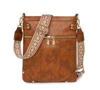 Fashion Vintage Soft PU Leather Crossbody Phone Bags for Women Leisure Shoulder Bag Small Handbag for Travel (B-Brown)