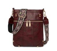 Fashion Vintage Soft PU Leather Crossbody Phone Bags for Women Leisure Shoulder Bag Small Handbag for Travel (B-Wine Red)