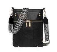 Fashion Vintage Soft PU Leather Crossbody Phone Bags for Women Leisure Shoulder Bag Small Handbag for Travel (B-Black)