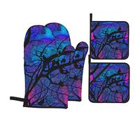 Fashion Vultures Cosmic Sunset Oven Mitts and Pot Holders 4 Pieces Set,Oven Gloves, Heat Resistant Oven Gloves BBQ Gloves for Baking Cooking Grilling