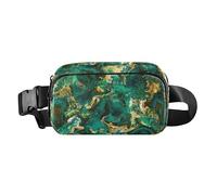 Fashion Waist Bag Fanny Pack for Women Men Large Capacity Sling Chest Bag with Adjustable Strap for Shopping Sports Work Green-Gold Mixture Fluid Pour Marble Texture