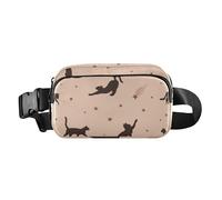 Fashion Waist Bag Fanny Pack for Women Men Teens Waterproof Bum Bag Belt with Adjustable Strap for Shopping Sports Work Black Cat Silhouette Among Stars Night