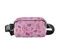 Fashion Waist Bag for Men Women Valentine's Day Love You Romantic Hearts Lips Peach Small Chest Belt Waist Bag with Adjustable Strap for Shopping, Sports, Work, Valentines Love You, valentines Love