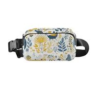 Fashion Waist Pack Crossbody Bag Fresh Yellow Blue Green Theme Plant Women Men Teenagers Small Belt Bag with Adjustable Strap for Travel Running Hiking, Fresh Yellow Blue Green Theme Plant, One Size