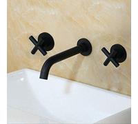Fashion Wall Sink Basin Mixer Tap Set Bathroom Spout Faucet with Double Lever in Matt Black/Polished Gold Chrome Heavy Duty Star of Light Beauty Comes