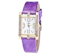 Fashion Watch,ITVIP Digital Square Head Diamond Inlay and Polished PU Leather Strap Ladies Watch 220mm purple