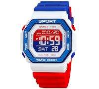 Fashion Watches for Men and Women Unisex Summer Digital Backlight Casual Waterproof Outdoor Sports Swim Colorful Rubber Watch Reloj, Blue/Red, casual