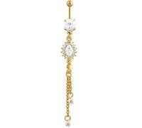 Fashion Waterdrop Steel Body Piercing Dangle Belly Button Zircon Navel Ring Jewelry Gold Nice processing