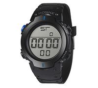 Fashion Waterproof Men's Boy LCD Digital Stopwatch Date Rubber Sport Wrist Watch Big Watches for Women (Blue, One Size)