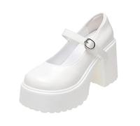 Fashion White Platform Pumps for Women Super High Heels Buckle Strap Mary Jane Shoes Woman Goth Thick Heeled Party Shoes Ladies