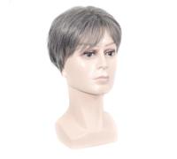 Fashion Wig Cover Halloween Short Grey Silver Wig for Men | High Temperature Fiber, Realistic Lifelike Feel, Breathable Comfort, White Style for Friends and Wedding Wear