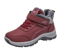 Fashion Winter Women Ankle Boots Flat Non Round Toe Solid Color Plush Warm And Comfortable 2026 Women Shoes Ladies Wellies (Red, 4.5)