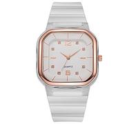 Fashion with Dial Women's Quartz Silicone Strap Men's and Women's Couple Student Watch Womens Rectangle Watch (A, One Size)