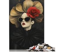 Fashion Woman in Gold And Red Jigsaw Puzzles Puzzles for Adults Kids. 1000 Pieces Whimsical Challenge Toy Educational Games Home Decoration for Adults& Kids Age 14 Years Up 1000pcs (38x26cm)