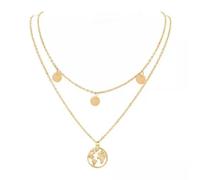 Fashion Women Chain Necklace Jewelry Hollow Earth Map Sequins Simple-